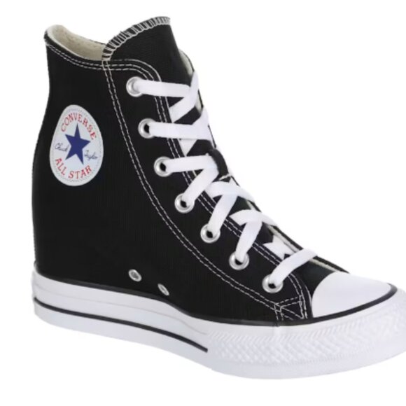 Converse All Star Black Wedge Women's Canvas Sneakers - LIKE NEW - Size 8.0 - Picture 1 of 13